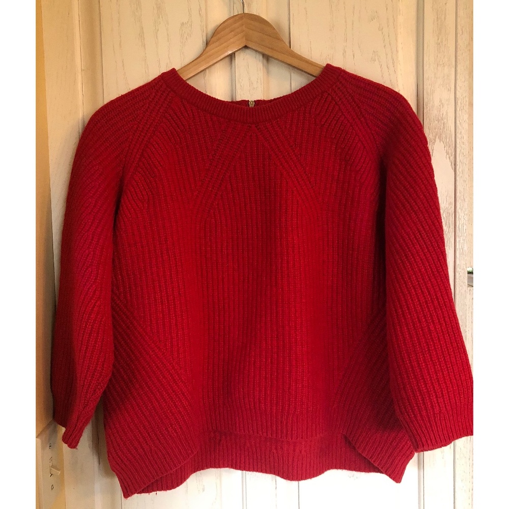 Ted Baker Red Knit 3/4 Sleeve Crop Sweater